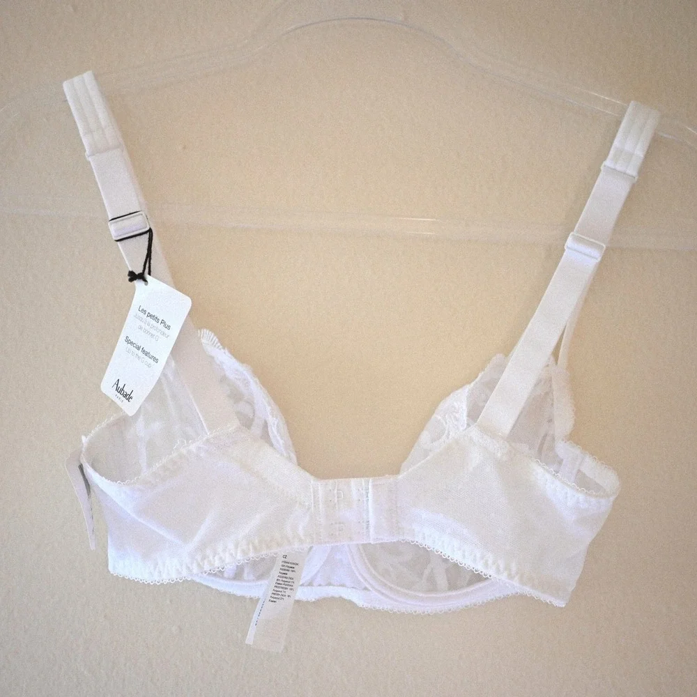NWT Aubade Paris Floral Lace Underwire Bra White 30E